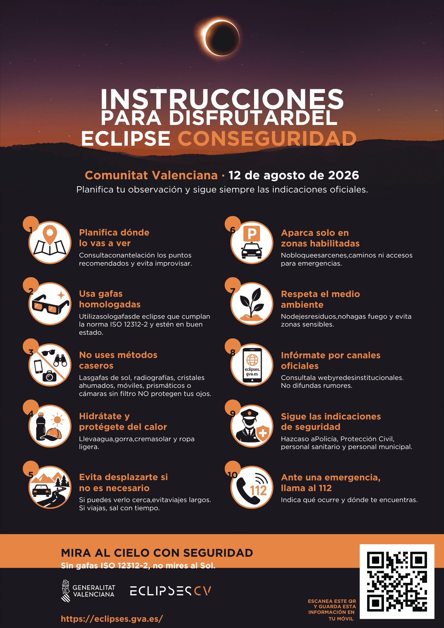 decálogo de recomendaciones para observar el eclipse con seguridad